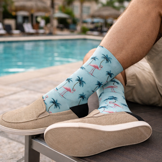 Flamingos and Palm Trees